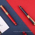 25k vergoldete Nib Ink Fountain Stift mit Leder Geschenkbox und Stalt Chinese Design High-End Fountain Stift für Büro